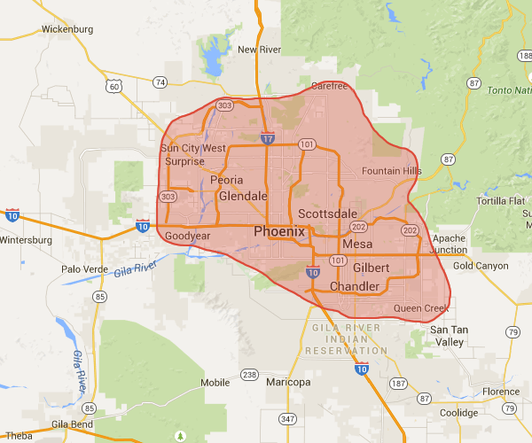 Our cleaning service areas in Scottsdale